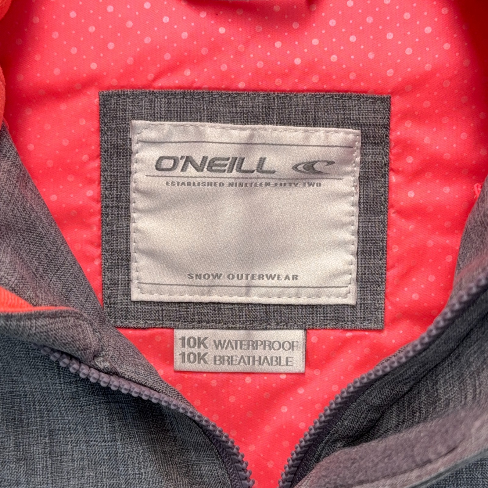 ONeill Jacket Girls 8 Gray Yellow Colorblock Snowboard Ski Hooded Insulated