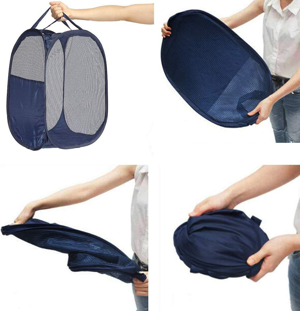 2 Pop-Up Laundry Hamper, Foldable Mesh Laundry Baskets (Each with 2 Reinforced H