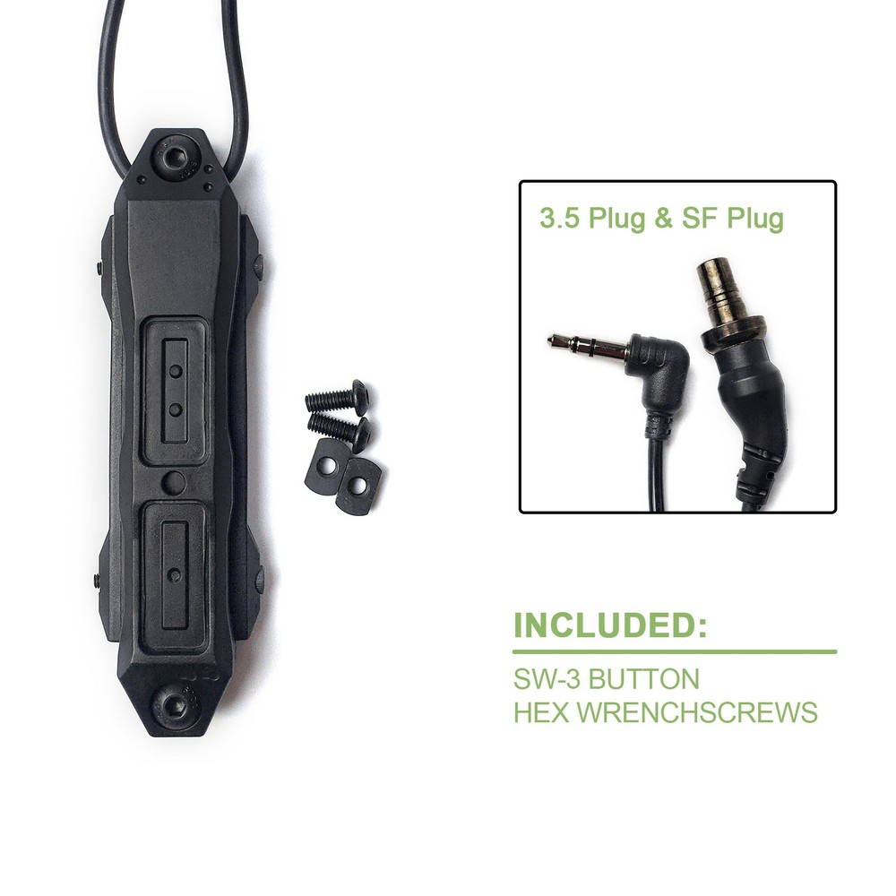 Tactical Dual Pressure Remote Switch Button 3.5MM/SF Plug - PEQ NGAL Flashlight