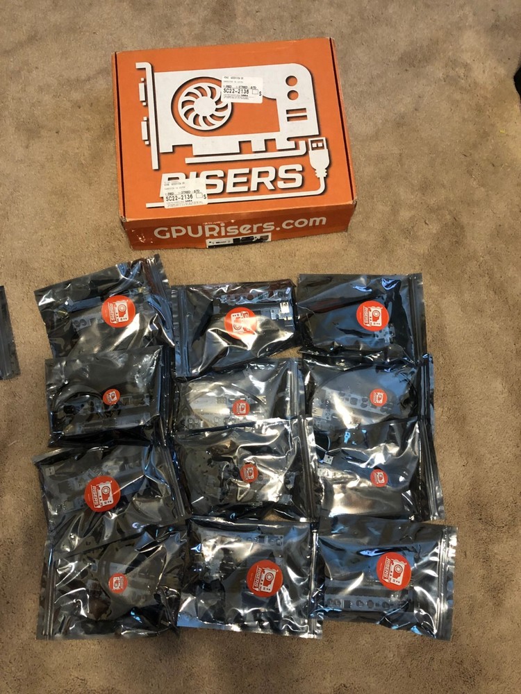 Lot of 12 GPURISERS.COM GPU Risers + 8 Off Name GPU Risers Cables
