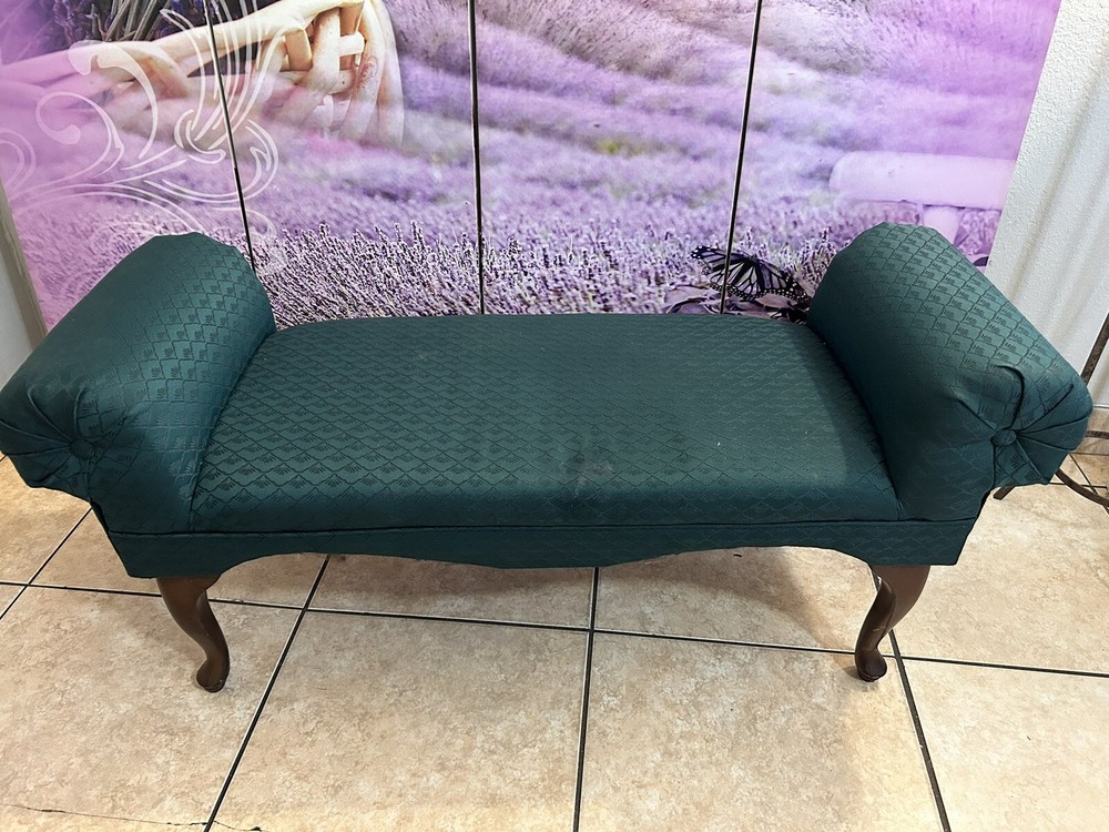 Vintage Mid Century Long Upholstered Long Bench