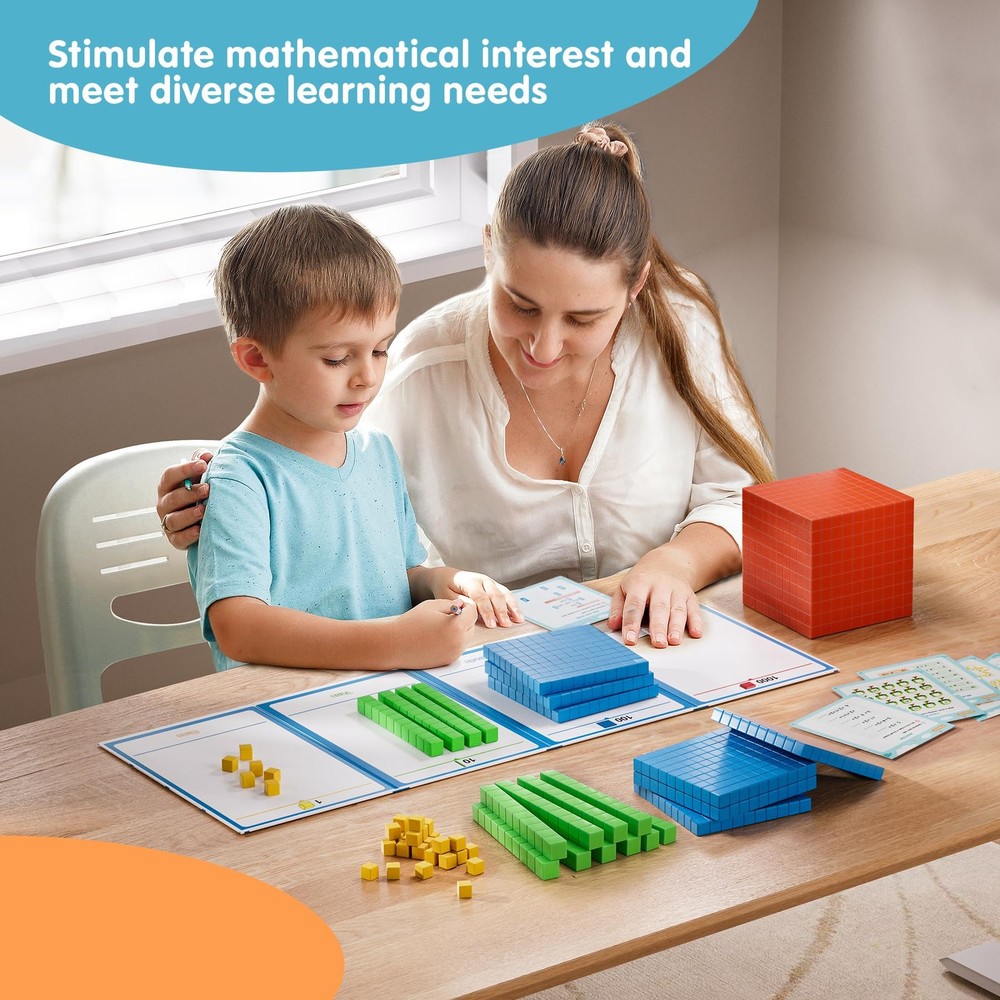 stochastic box Plastic Base Ten Blocks 143 pcs Place Value Small