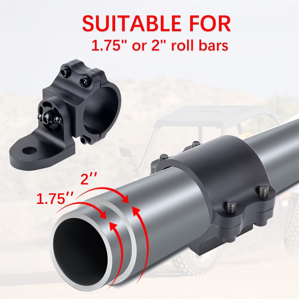 2X UTV Whip Light Mount Flag Bracket 360°Adjustable For 1.75"-2" Roll Bar Adjust