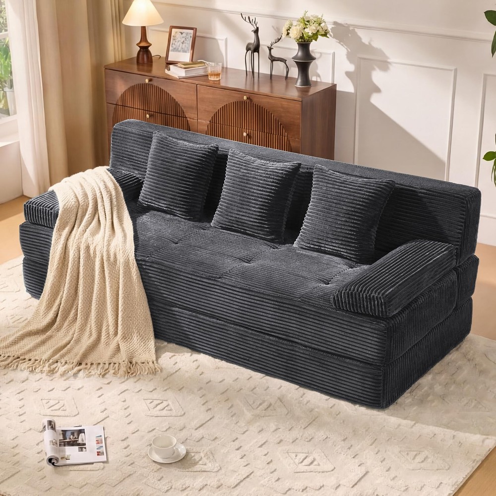 78.7IN Folding Sofa Bed - Convertible Sleeper Sofa Couch with Removable Pillo...