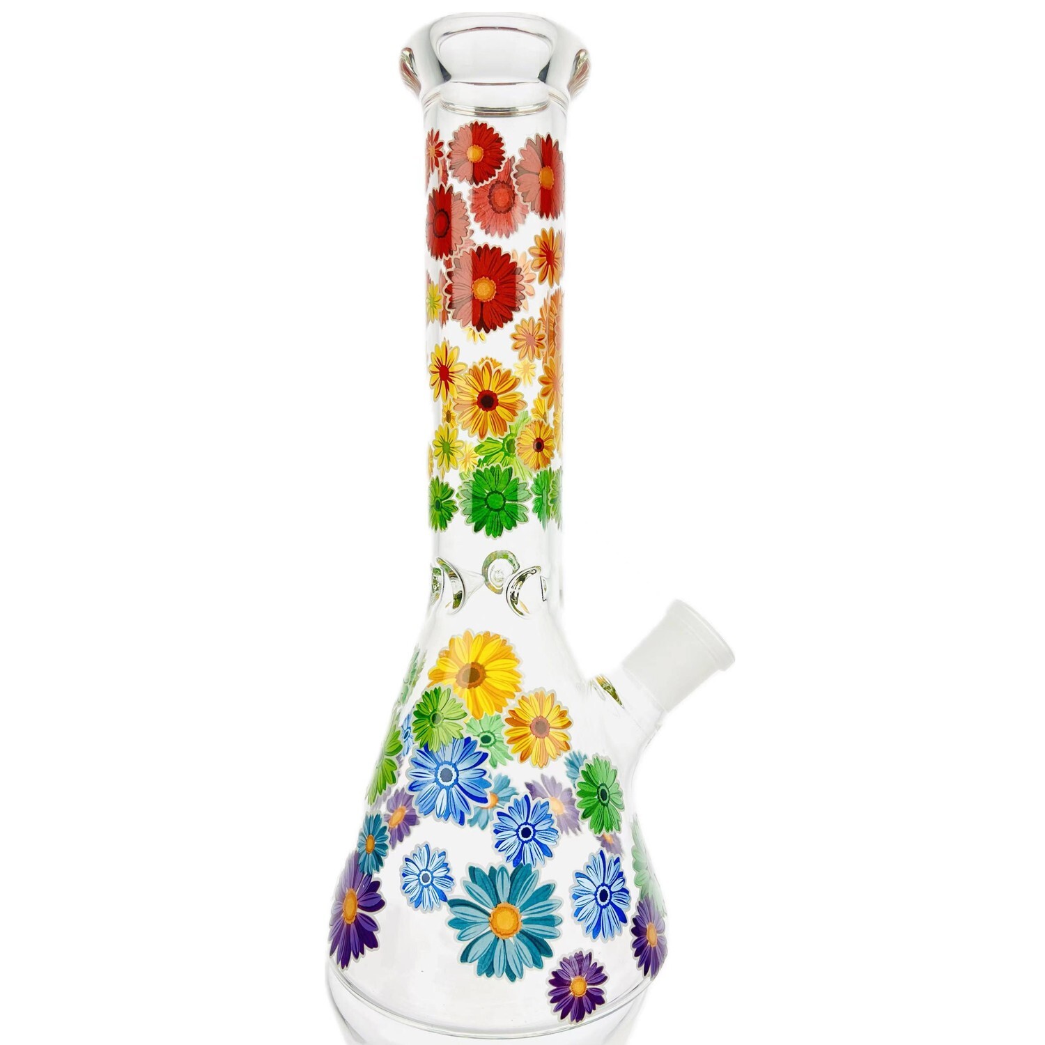 10" Heavy Glass Bong Smoking Hookah Water Pipe Colorful Floral Beaker 14mm Bowl