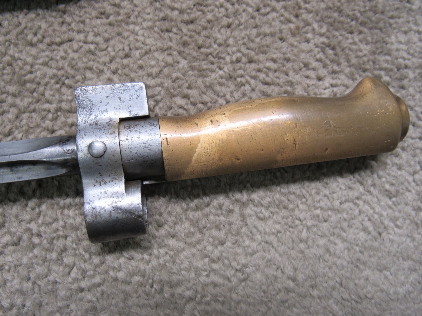 French M1886 Lebel Bayonet & Scabbard Shortened For WW1 Brass Grips