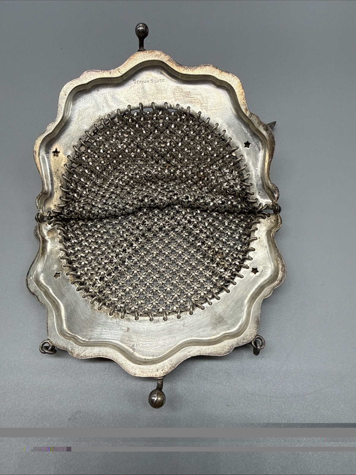 Amazing Antique Art Nouveau German Silver Purse Pouch Mesh Chainmail NICE