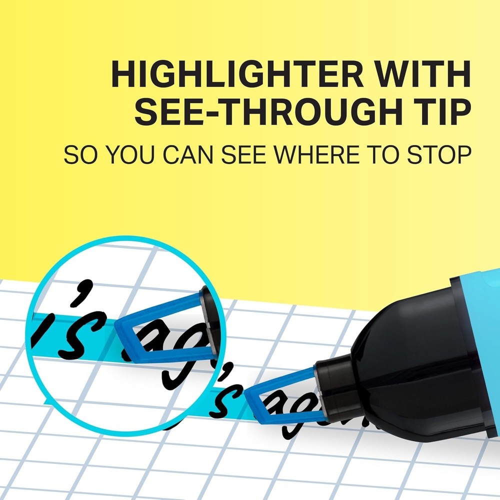 Clear View Highlighters Set - 8 Assorted Colors