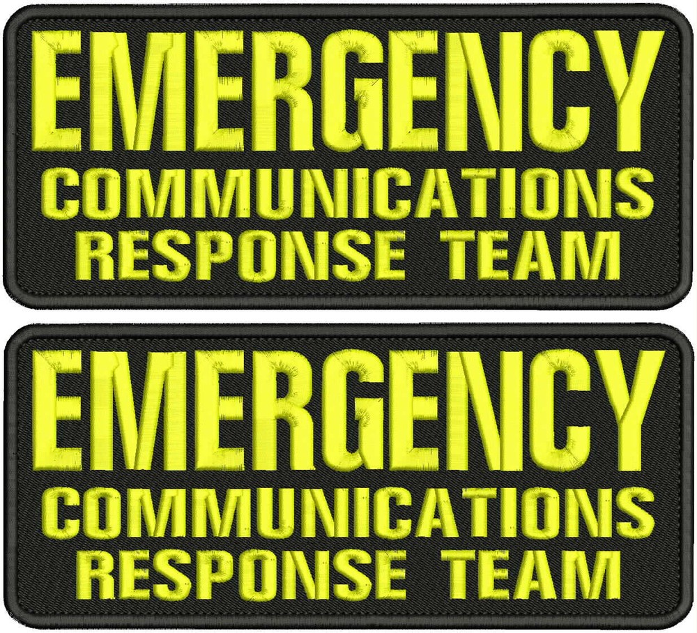 E COMMUNICATIONS RESPONSE TEAM EMB PATCH 4X10 HOOK ON BACK YELLOW ON BLACK