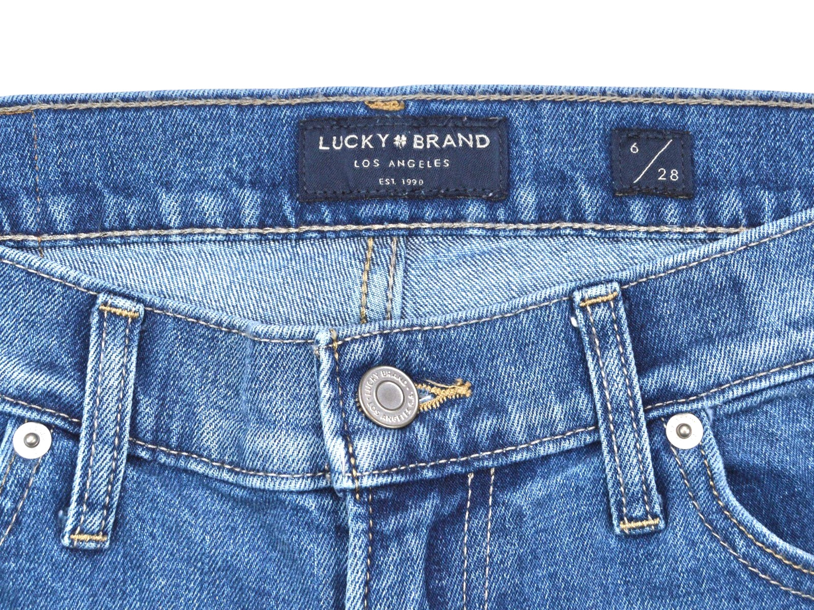 Lucky Brand Sienna Boyfriend Straight Jeans Womens Size 6/28 Blue Denim Mid Rise