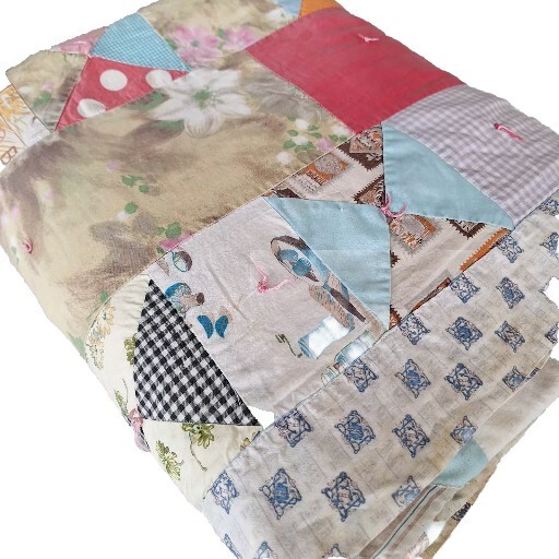 VTG Handmade Patchwork Quilt Block Pattern 70"x90" Horse Theme Cutter Display