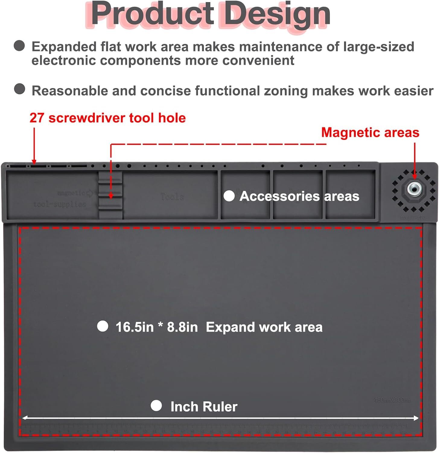 Large Silicone Soldering Mat BGA Gun Heat Resistant for Solder Station Magnetic