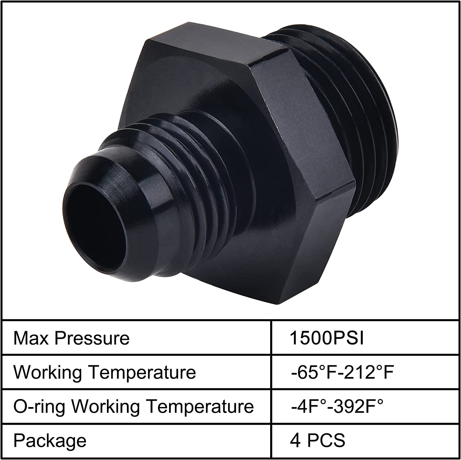 LokoCar Flare ORB 8AN to 6AN Male Fuel Rail Adapter Fitting Black 2PCS