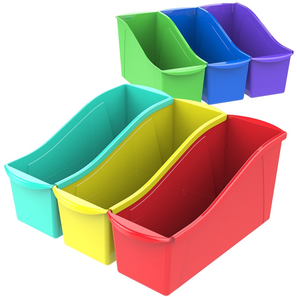 Storex Large Interlocking Plastic Book Bin Organizer - Home, Office, Classroom