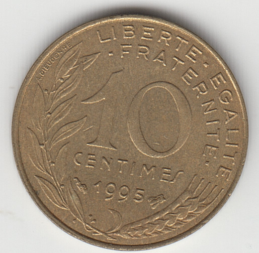 France 10 Centimes 1995 as shown