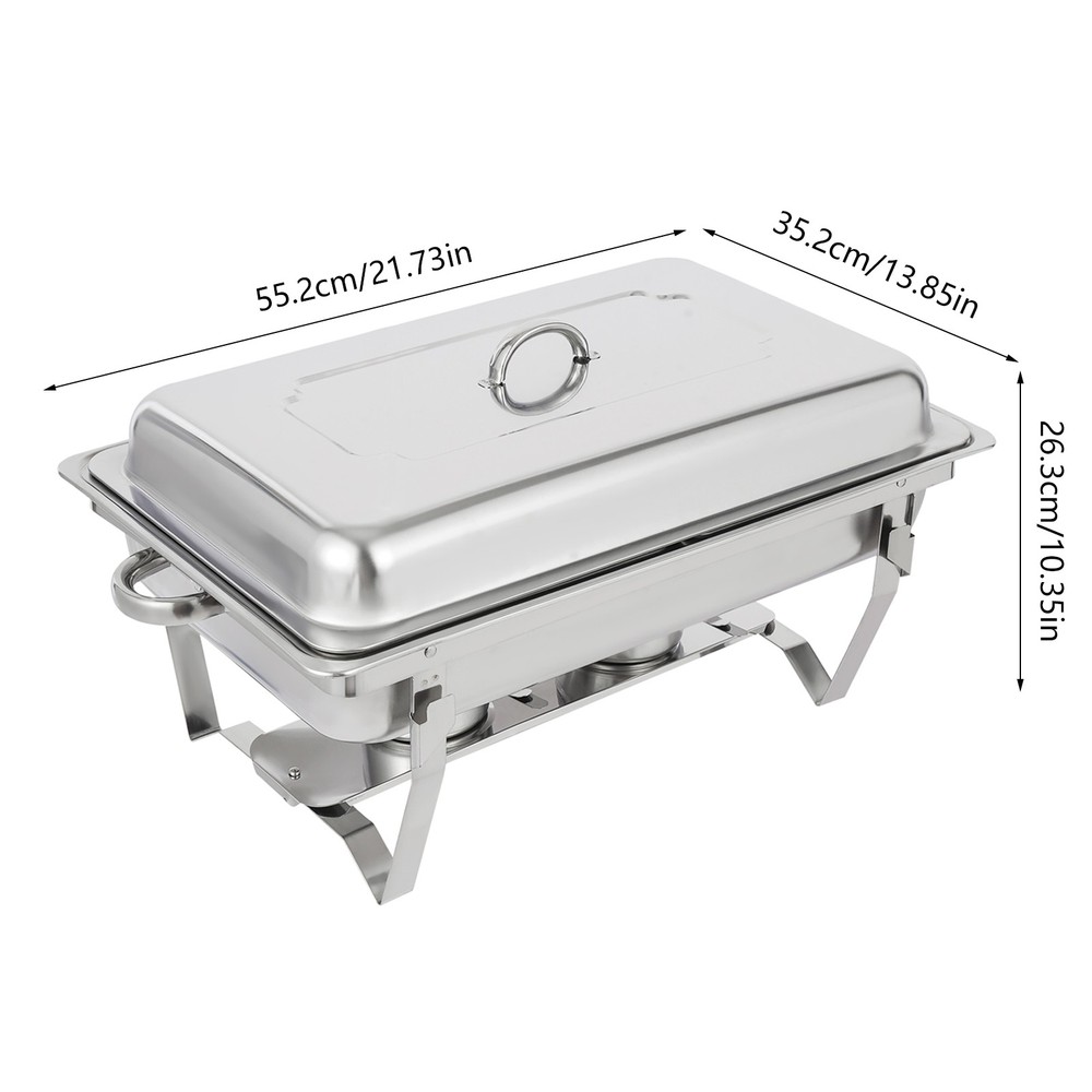 Foldable Frame Stainless Steel Buffet Set, 4.76 Quart(Each), Silver