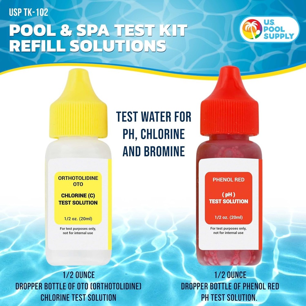 Ultimate Refill Set for Pool & Spa Kits - pH, Chlorine, Bromine Solutions