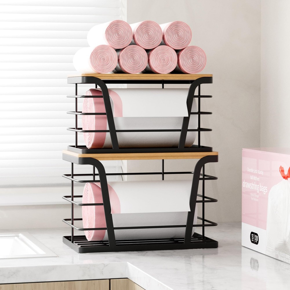 TIDIIABODE 2 Pack Stackable Storage Laundry Kitchen Organizers, Wall Mount Tr...