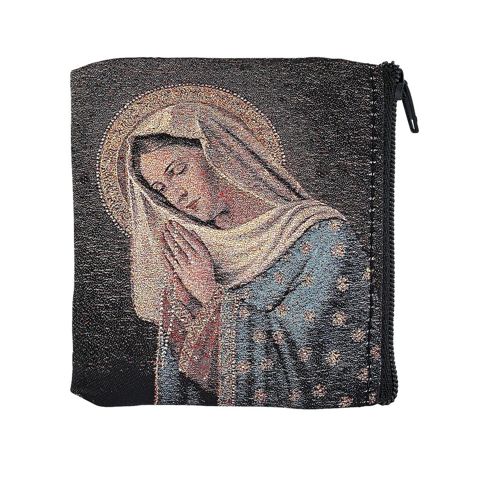 HAND WOVEN PRAYING MADONNA ROSARY CASE RP4