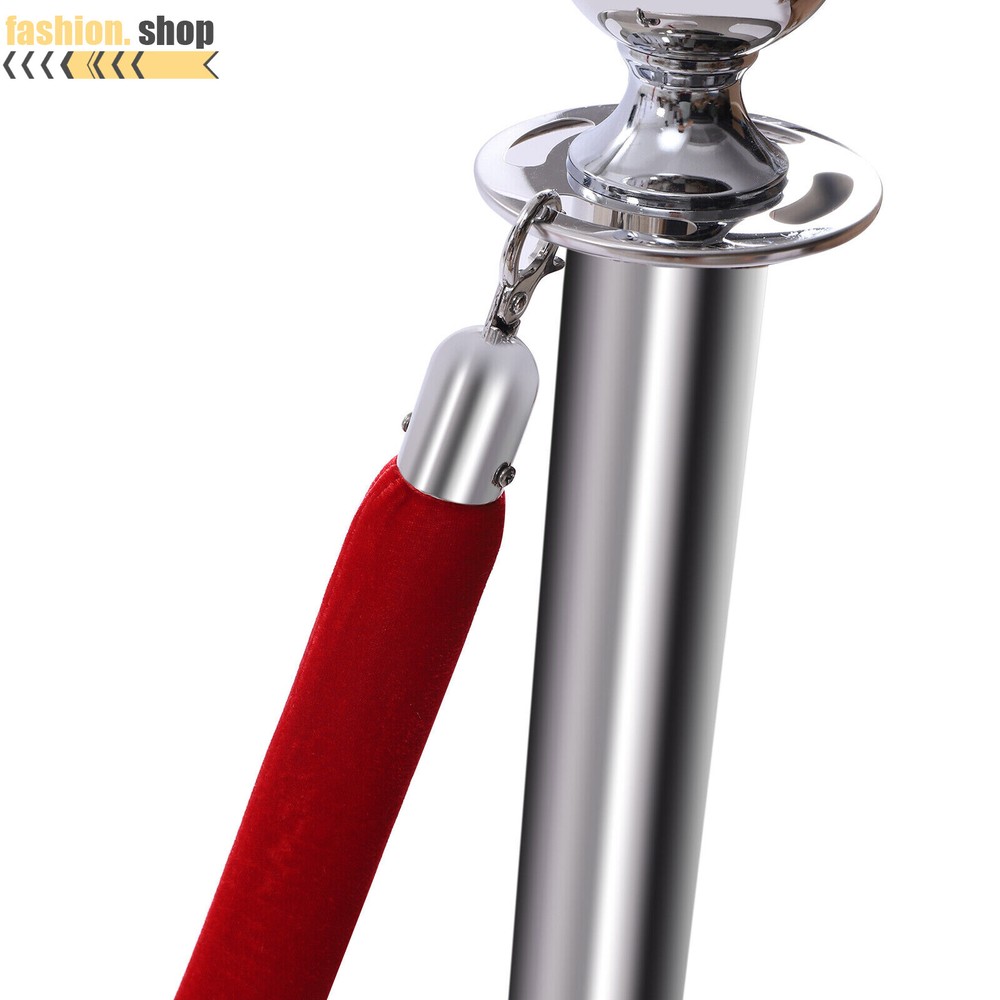 6Pcs Stanchion Posts with 4 Velvet Ropes Crowd Control Queue Pole Barrier