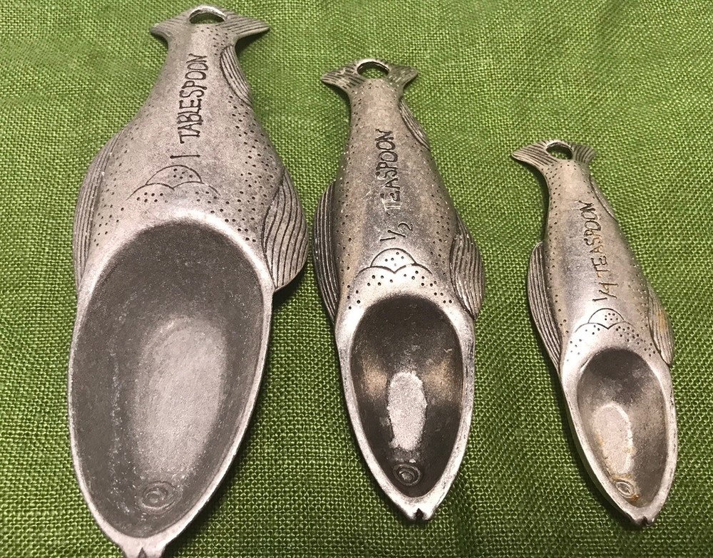 Fish Shaped Pewter Measuring Spoon Set - Bottle Openers
