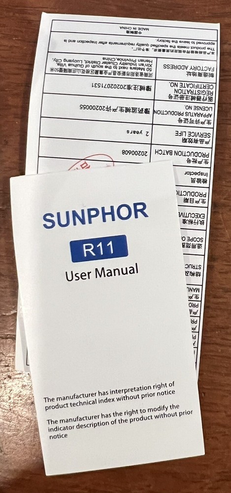 Sunphor Infrared Thermometer Model R11