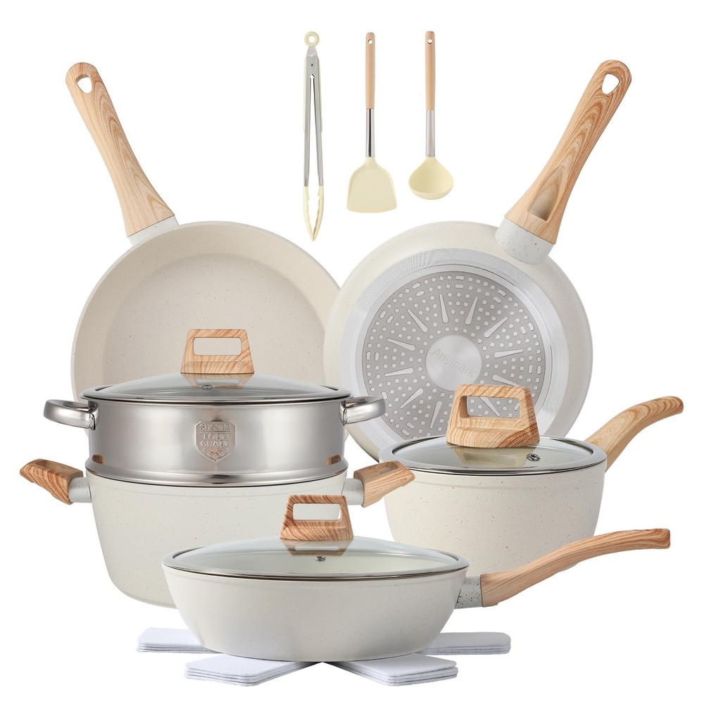 16PCS Nonstick Cookware Set - Durable Pots & Pans, Easy Clean Kitchen Essentials