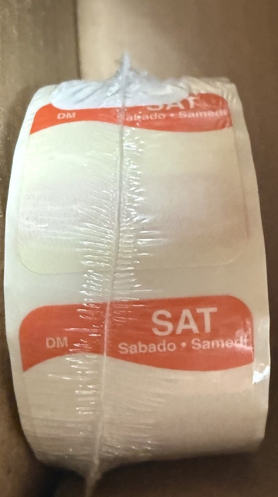 Daymark Sat Safety Label, Orange/White 4 Rolls Total