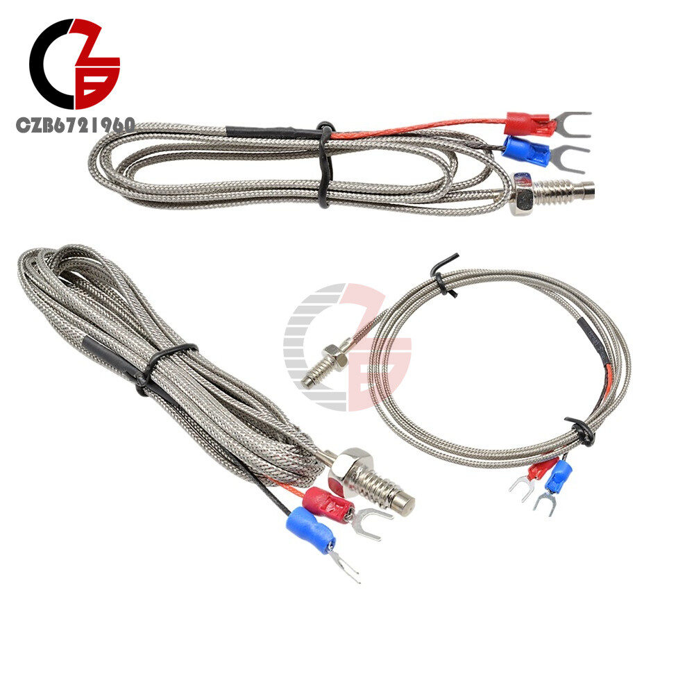 3.3ft/6.6ft 1M/2M K-Type Thermocouple Thread Temperature Controller Sensor Probe