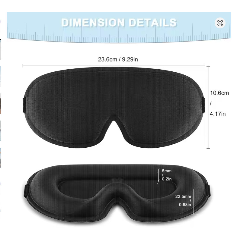 3D Sleep Mask for Side Sleepers – Light Blocking Soft Eye Cover