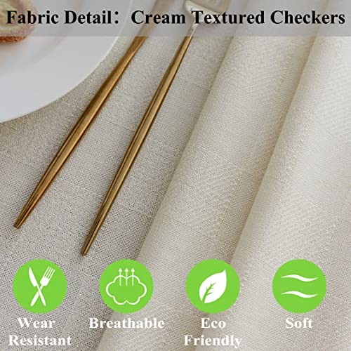 Table Cloth Solid Farmhouse Checker Table 72" x 52" (Rectangular) 06 Cream