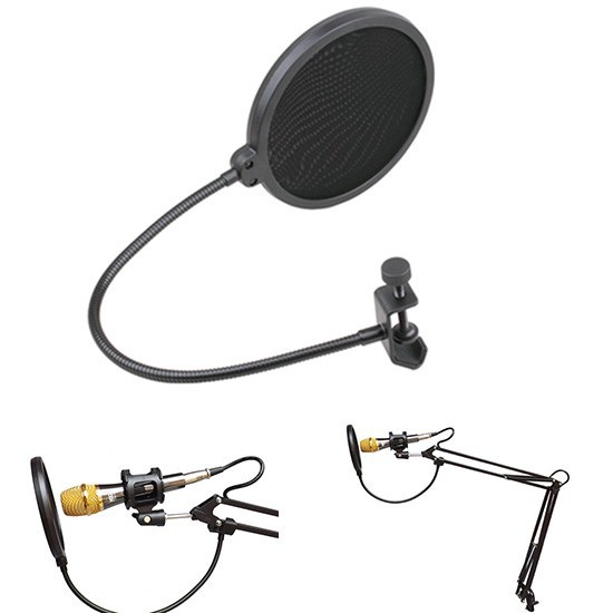 Studio Microphone Pop Filter Double Layer Wind Screen Mask Dust Cover