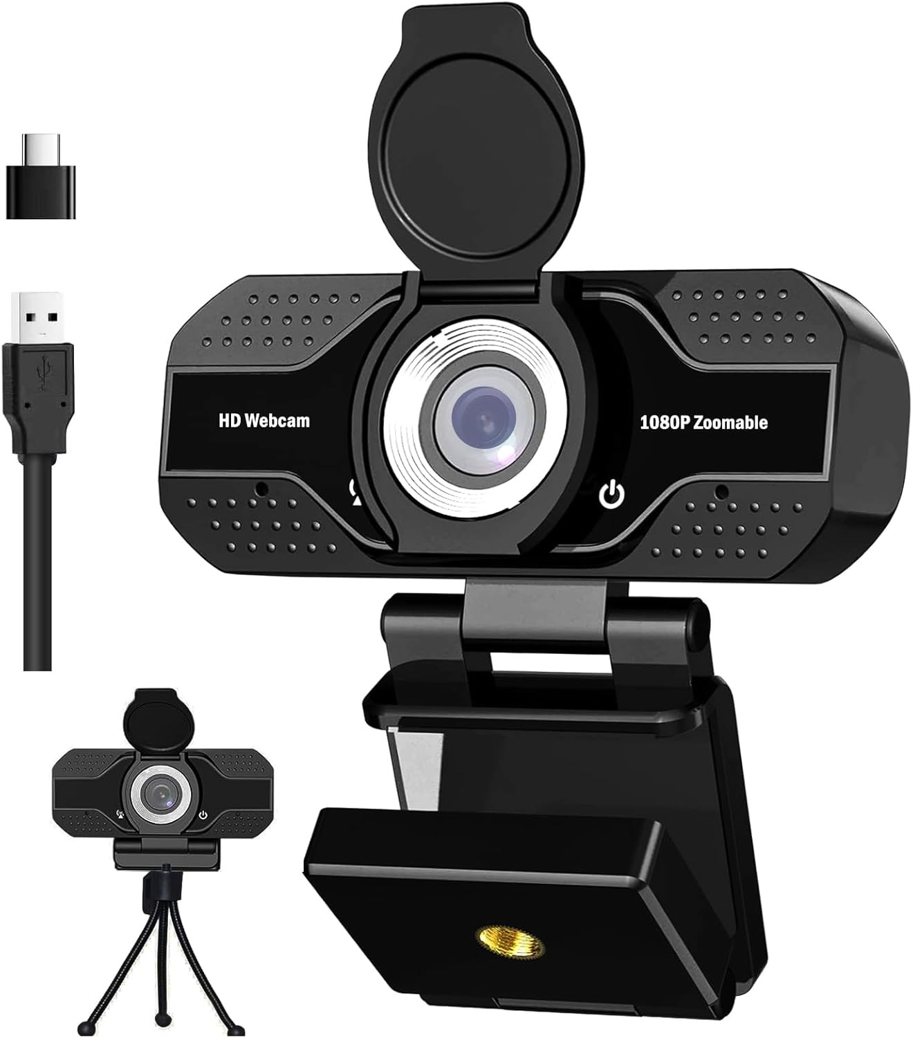 4K 2K 1080P HD Webcam with Microphone, Noise Cancellation, Privacy Cover, Wide-A