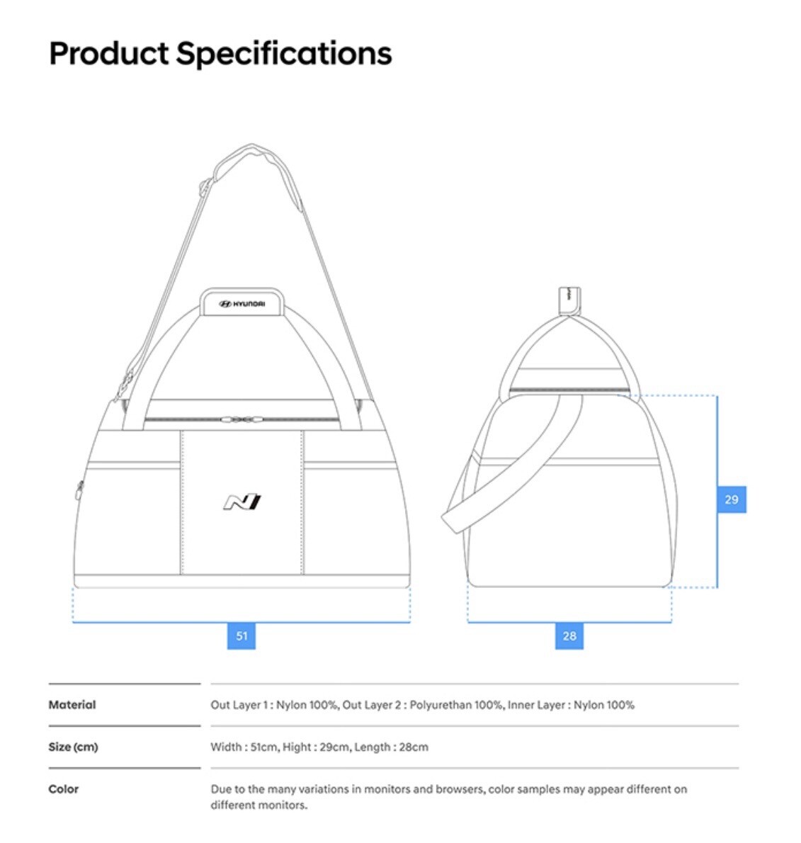 [N COLLECTION] Hyundai N Duffle Bag N Performance