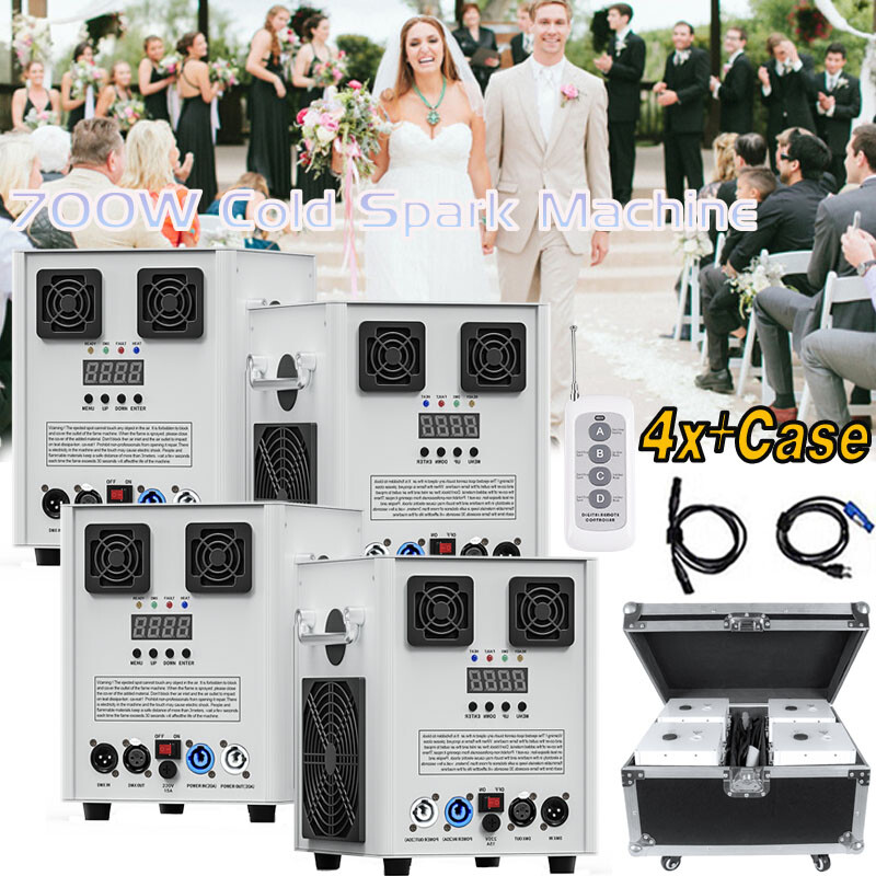 700W Cold Spark Machine Flight Case DMX Effect Firework Stage DJ Party Wedding