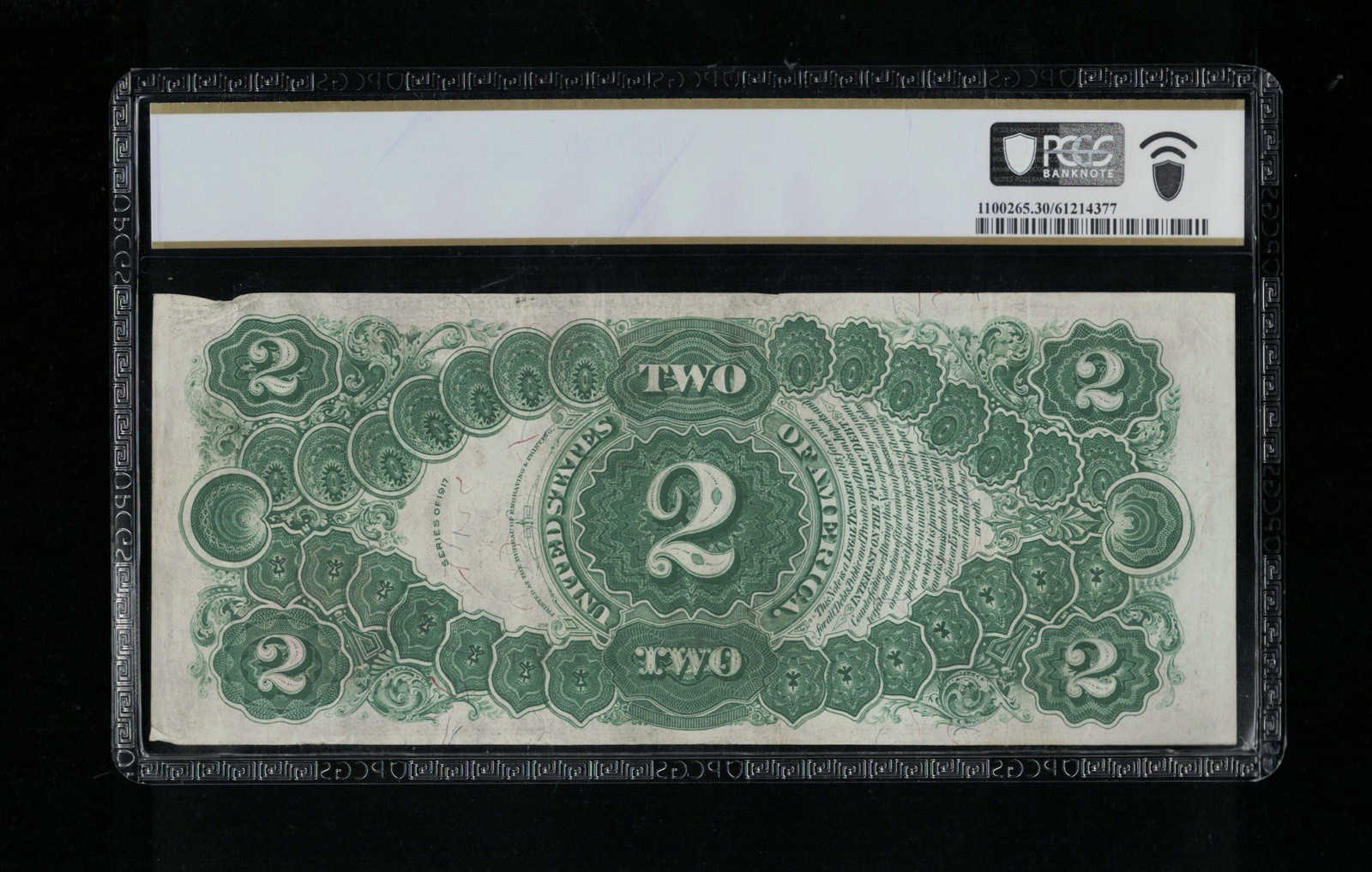 SC 1917 $2 Fr.60 Legal Tender Red Seal “Bracelet” Back - PCGS 30 (595)