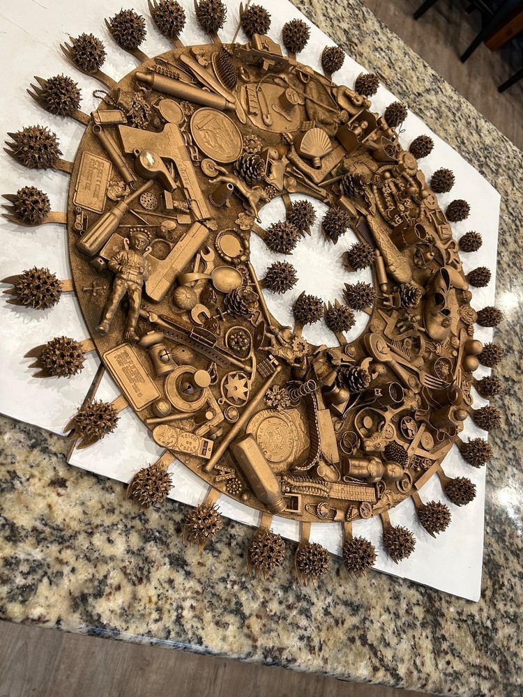 Large Vintage Found Object Art Wall Hanging