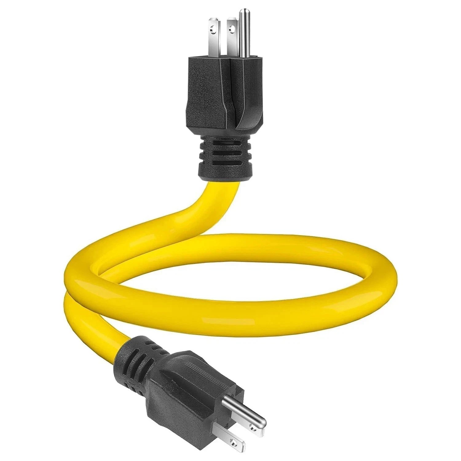 3 Prong Plug 125V Double Male Extension Cord For NEMA 5-15P to 5-15P Yellow