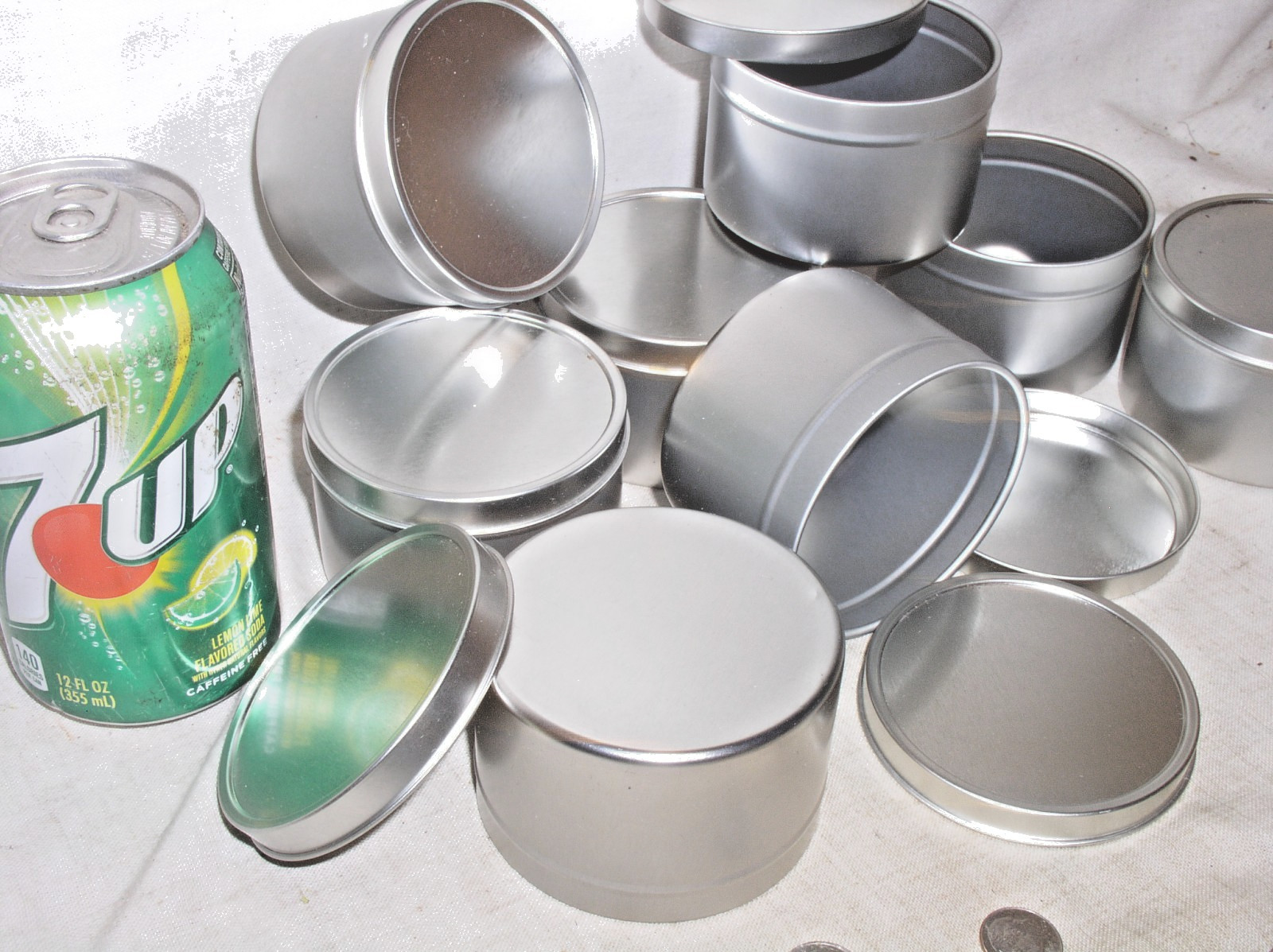 8 EMPTY SEAMLESS SILVER METAL CANDLE WIC CANDEL MAKING DIY CRAFT 8 OZ TIN W/LID