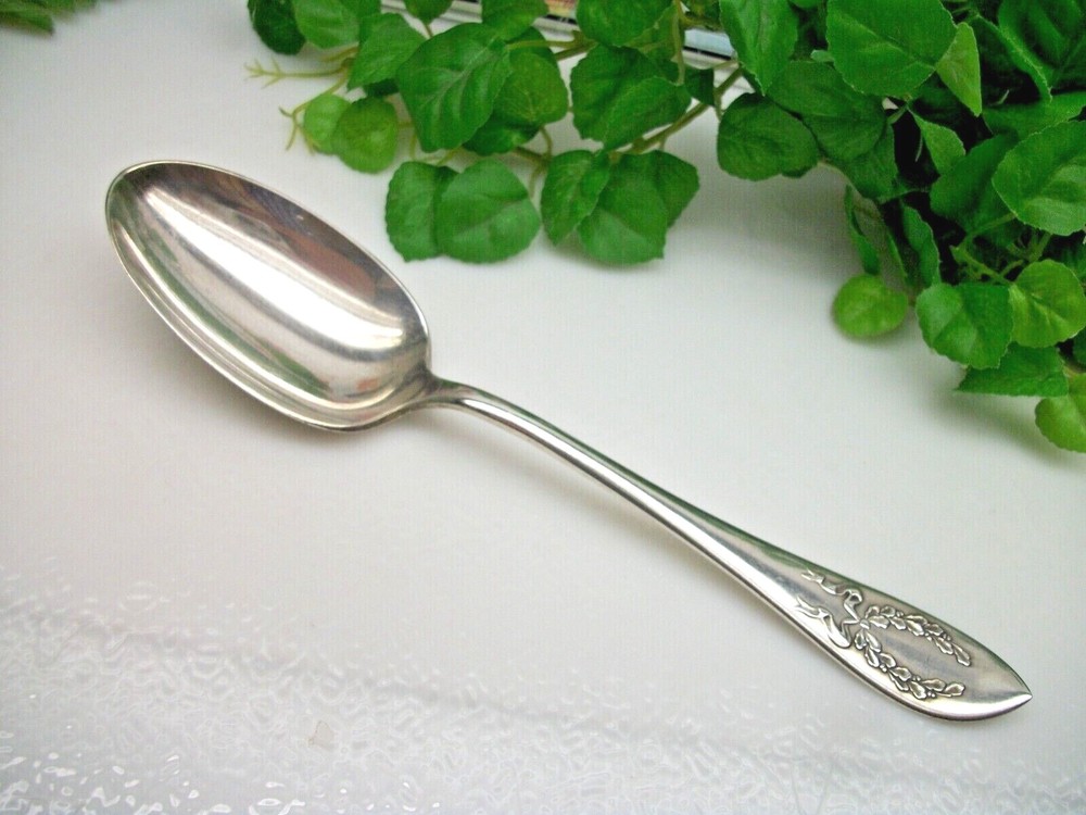 Antique Oneida Rockford Silver FAIROAKS 8 1/4" Solid Serving Spoon 1909