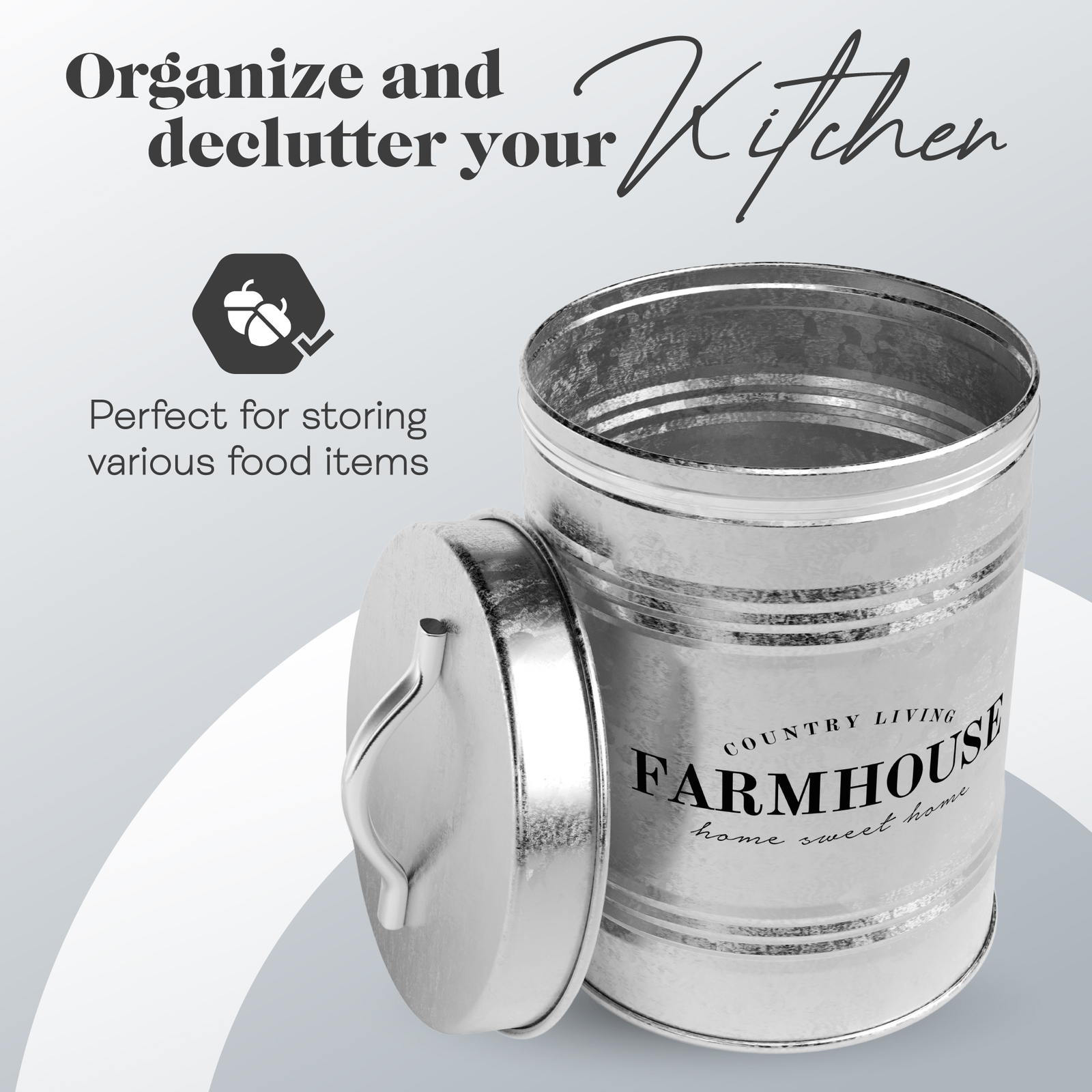 Amici Home Farmhouse Country Living Galvanized Metal Kitchen Storage Canister