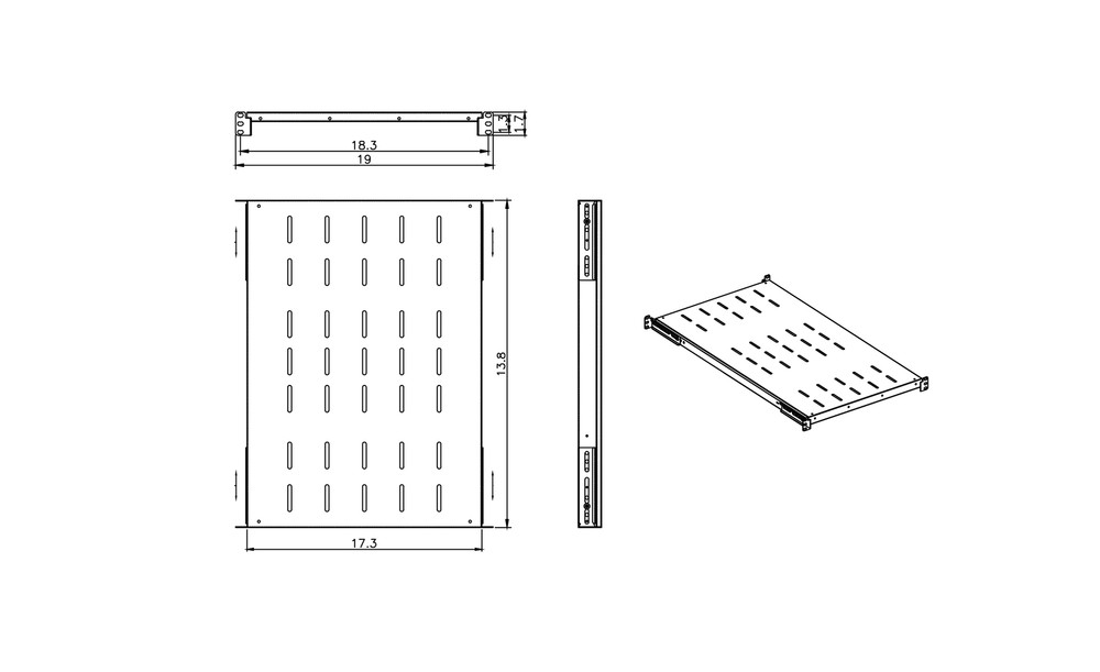 4Pcs Fixed Rack Server Shelf 1U 19'' Shelves Rack Mount Adjustable 14"-20" Depth