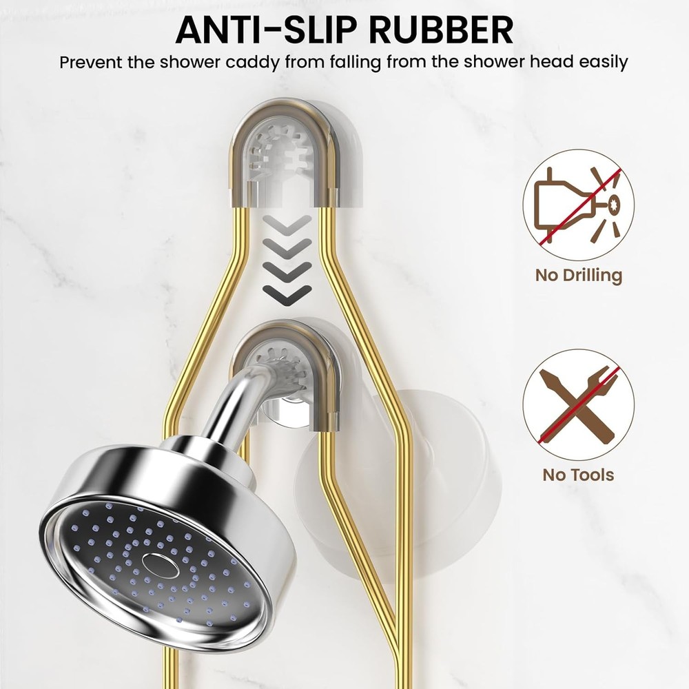 Shower Caddy Hanging Adjustable Shower Caddy, Rustproof Shower Organizer Exte...