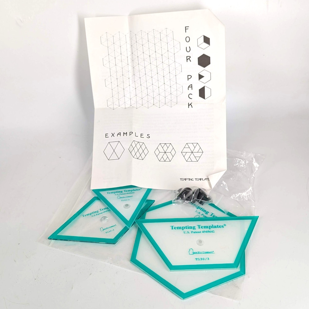 Sew/Fit Tempting Template Four Pack Shape Set - Quilting Stencil Guide hex tri