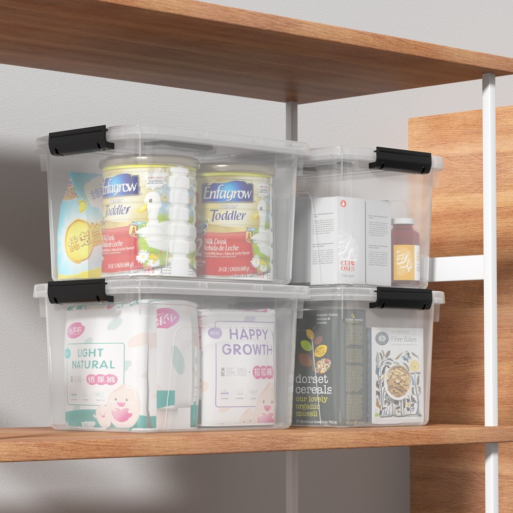20 Quart Latching Storage Box, Stackable Bin with Latch Lid & Handle, 4/6 Pack