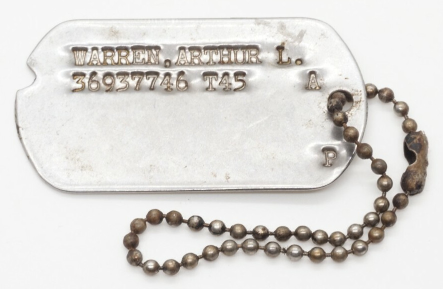 WWII 1945 Army Dog Tag T45 With Bead Chain