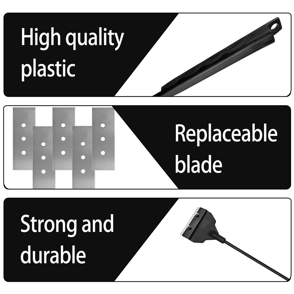 Aquarium Algae Scraper, 25.59 inch Length, 6 Replaceable Blades, Black