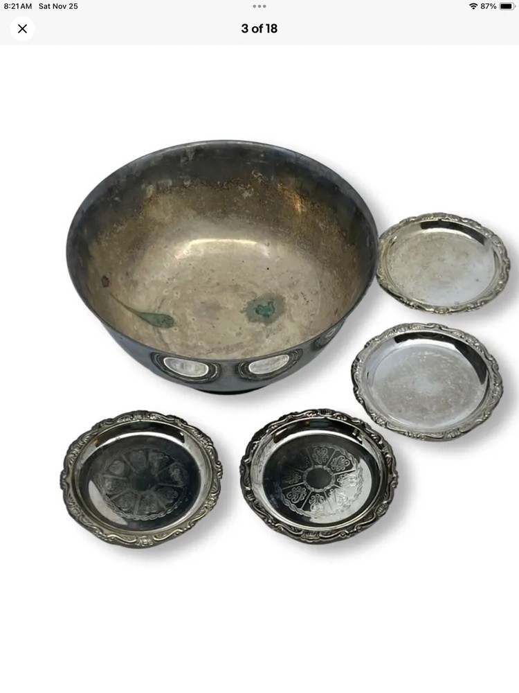 Reed Barton Vtg Silver Plated Steel Serving Set Bowl Plates USA Dining Ware HTF