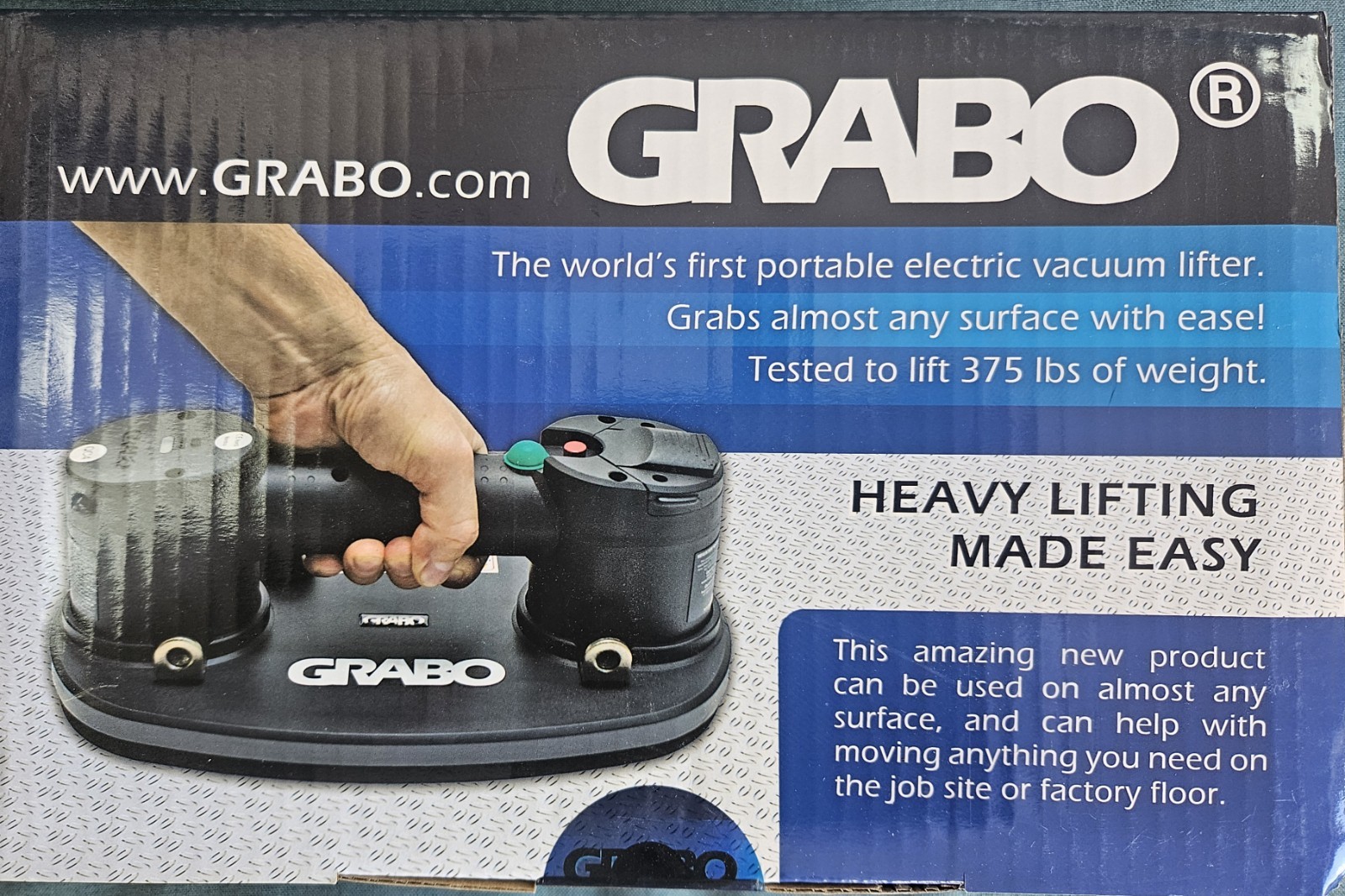 GRABO Battery Power Vacuum Suction Cup Lifter 375-lb Load NG-1B-FB-1 New Sealed