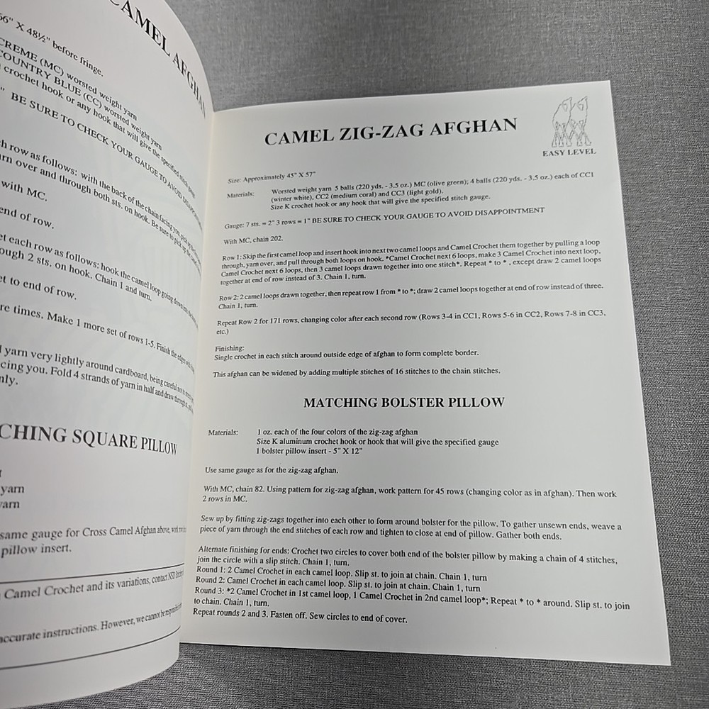 Camel Crochet Basic Instruction Book & 4 Starter Patterns Naka Pillman